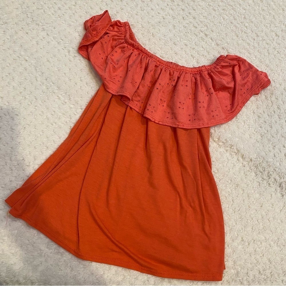 GLITTER girl off the shoulder, coral top size 10/12